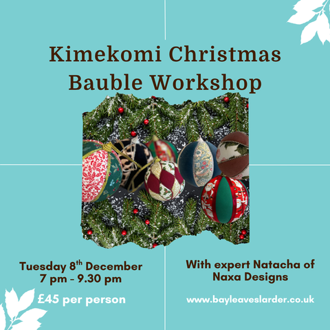 Kimekomi Christmas Bauble Workshop - Tuesday 8th December 7PM